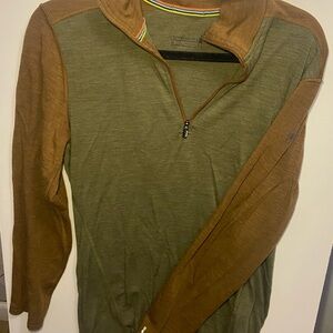Smartwool Men's Classic Thermal Merino Base Layer 1/4 ZipWinter Moss-Fox Brown M